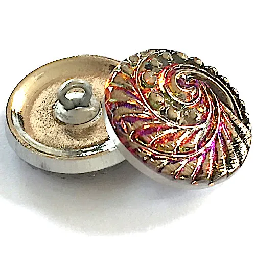 Purple   Silver Swirl Volcano Czech Glass Button 18mm/ 3/4"  # CZ 258