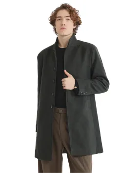 Rare Rabbit Men Dune-2 Olive Polyester Rayon Fabric Full Sleeve Round Neck Button Closure Textured Long Coat