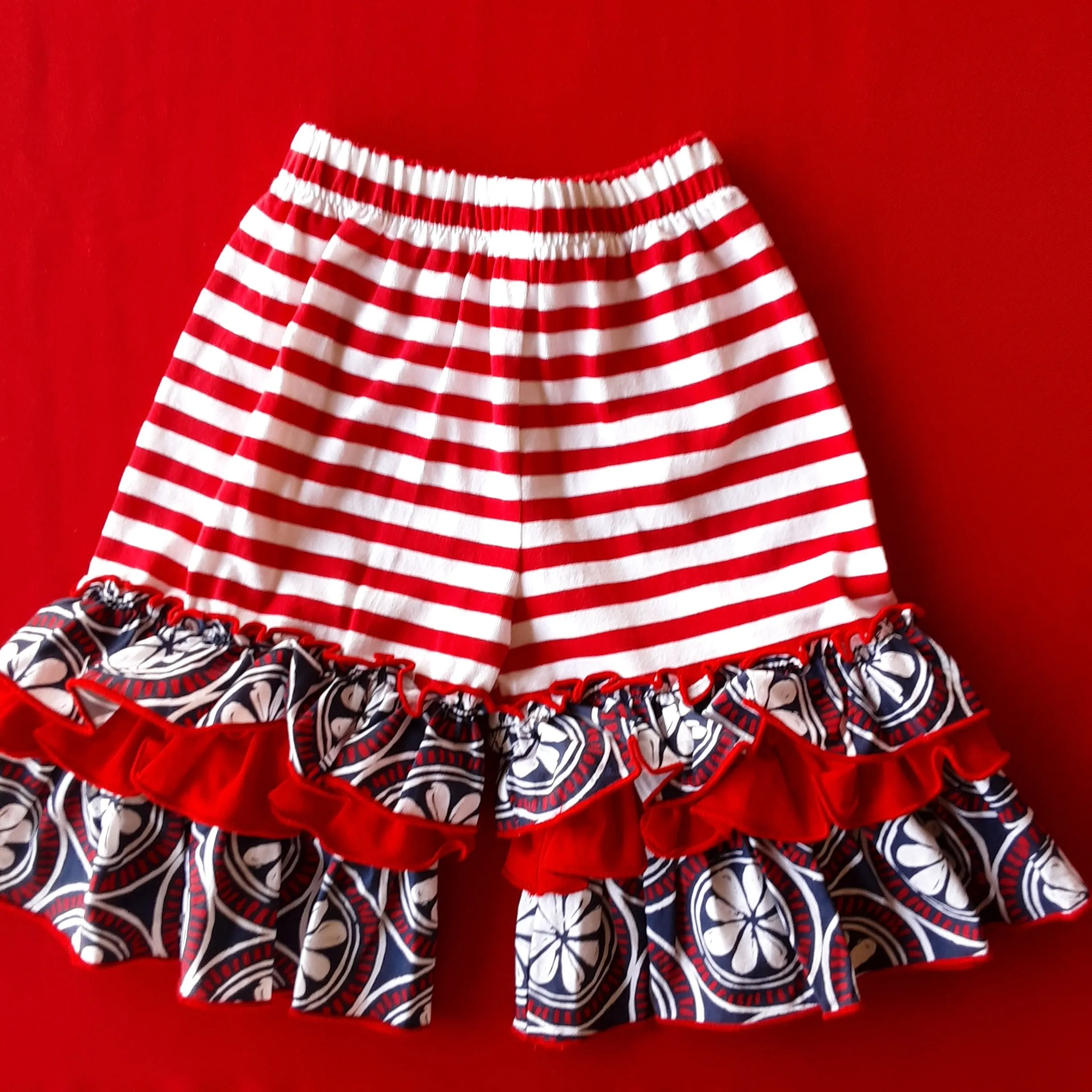 Red White & Blue Two Piece Ruffled Short Set | Millie Jay