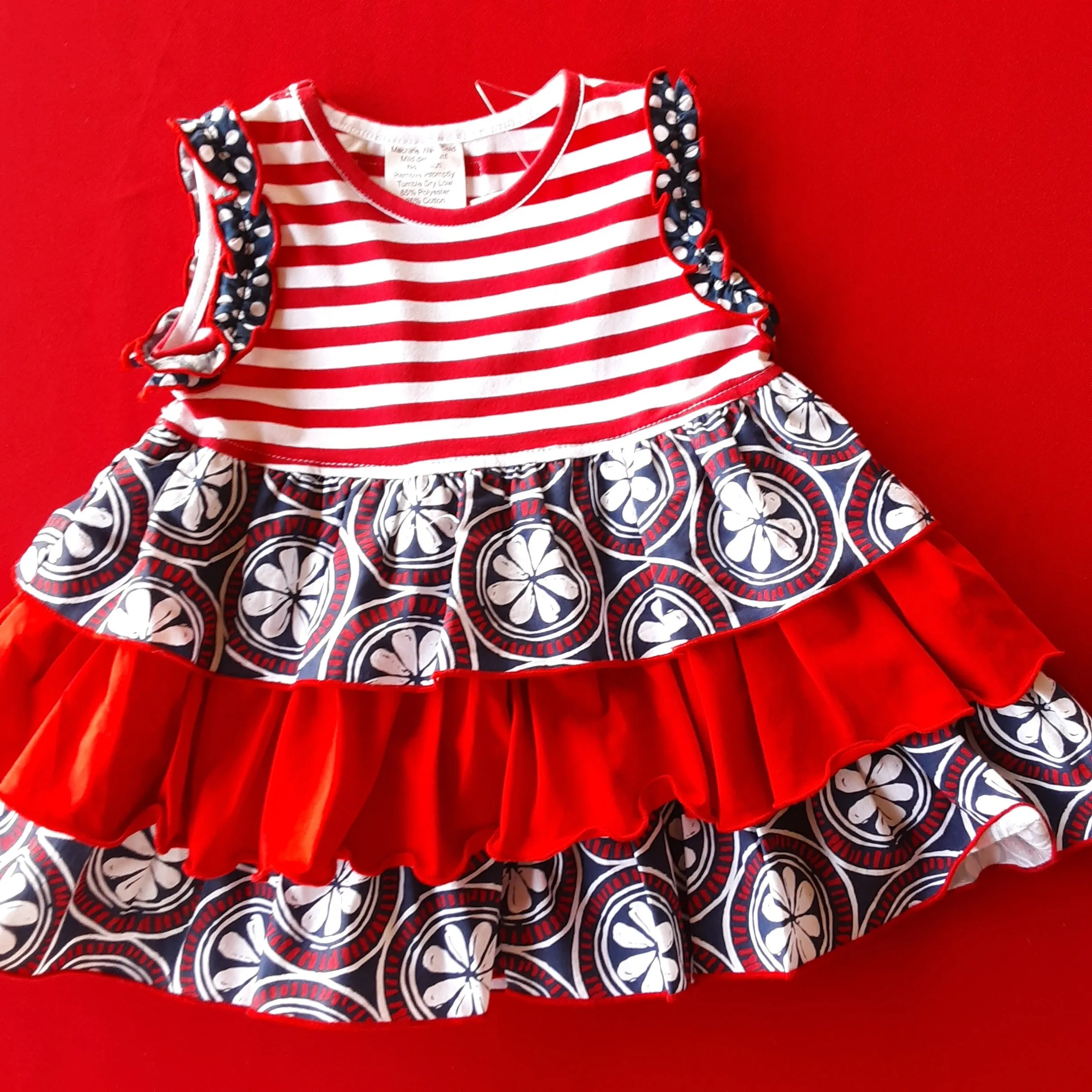 Red White & Blue Two Piece Ruffled Short Set | Millie Jay