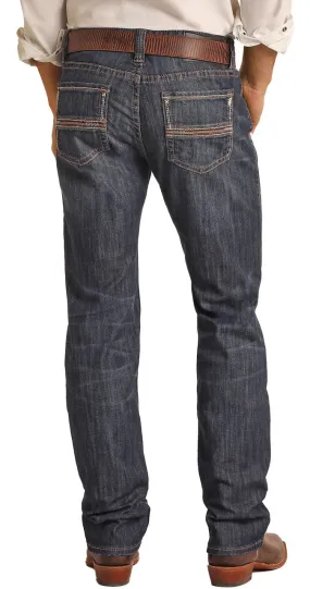 Rock & Roll Slim Fit Stretch Charcoal Leather Straight Bootcut Jeans