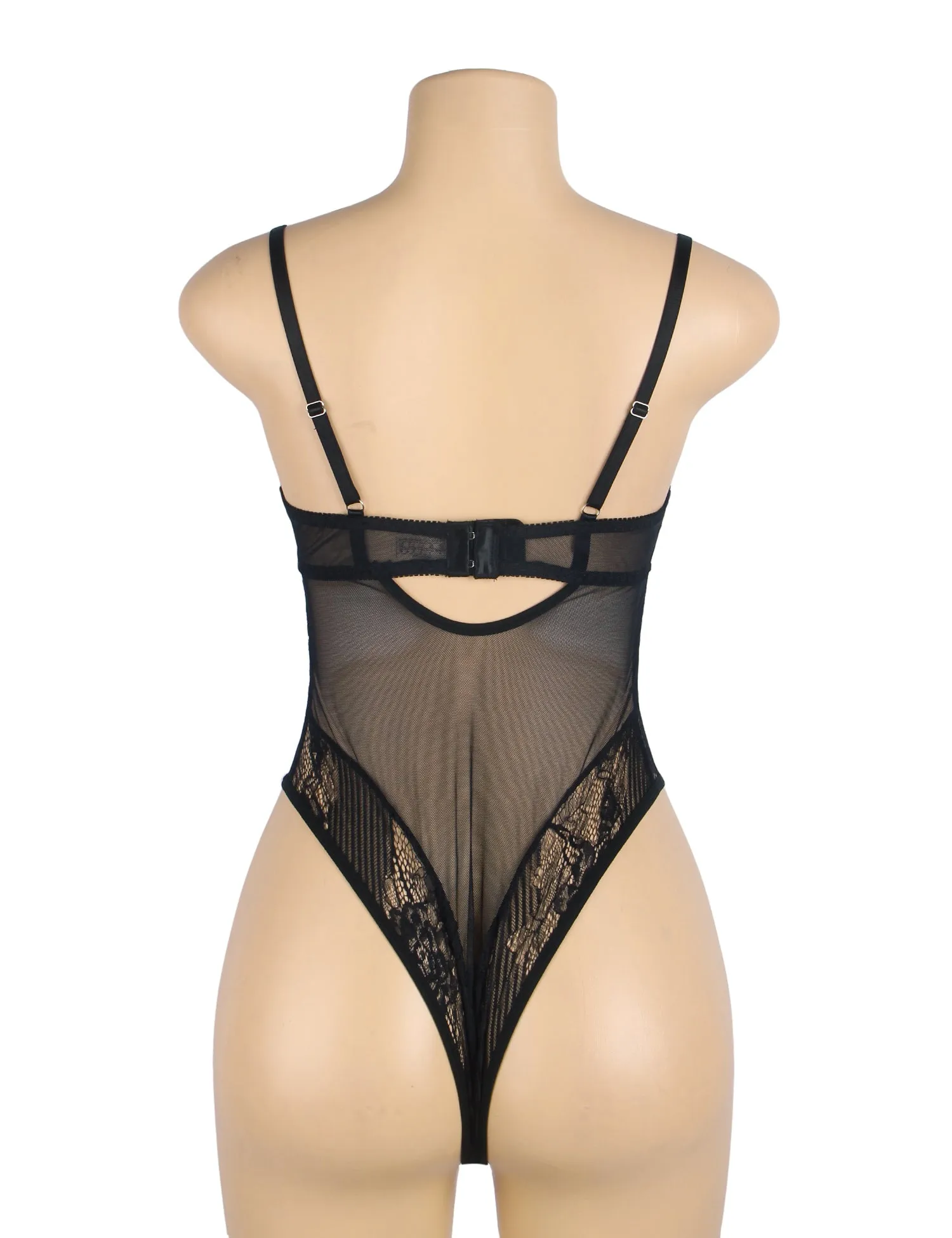 Sexy Lace Push Up Open Crotch Bodysuit