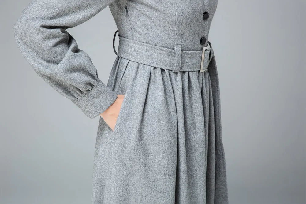 Shirt dress, wool dress, winter dress, maxi dress, pleated dress, warm dress 1849