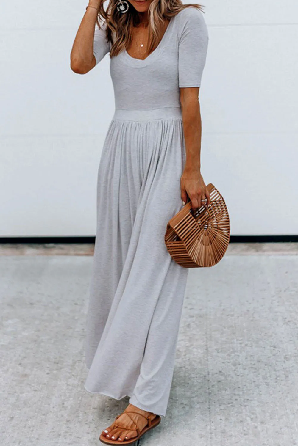 Short Sleeve Wide Leg Jumpsuit