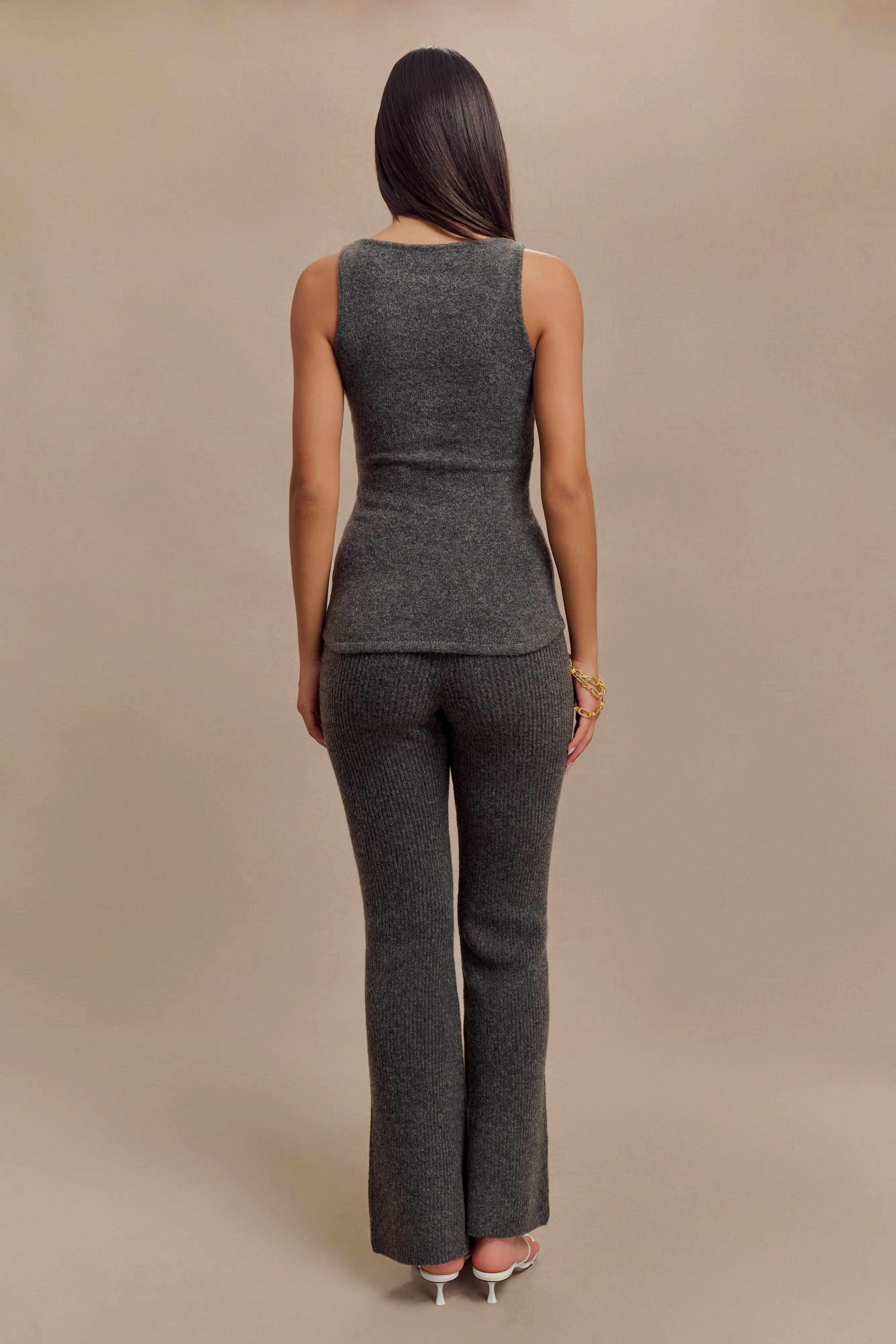 Shyann Sleeveless Longline Knit Top - Charcoal Marle