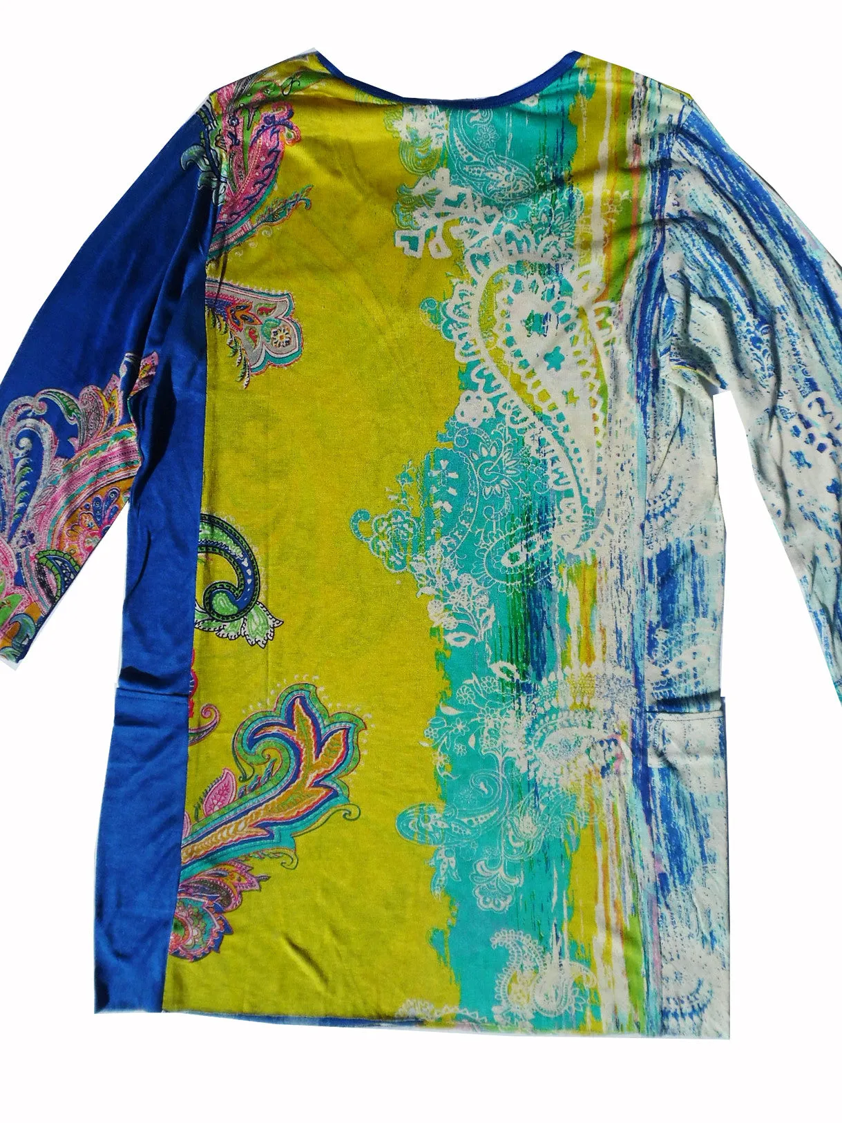 Silk Cotton Long Tunic T With Pockets Paisley