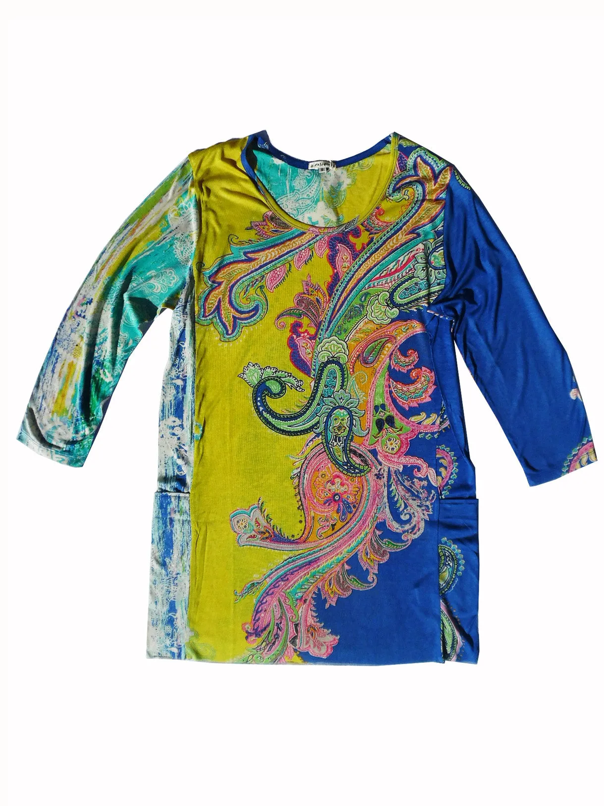 Silk Cotton Long Tunic T With Pockets Paisley