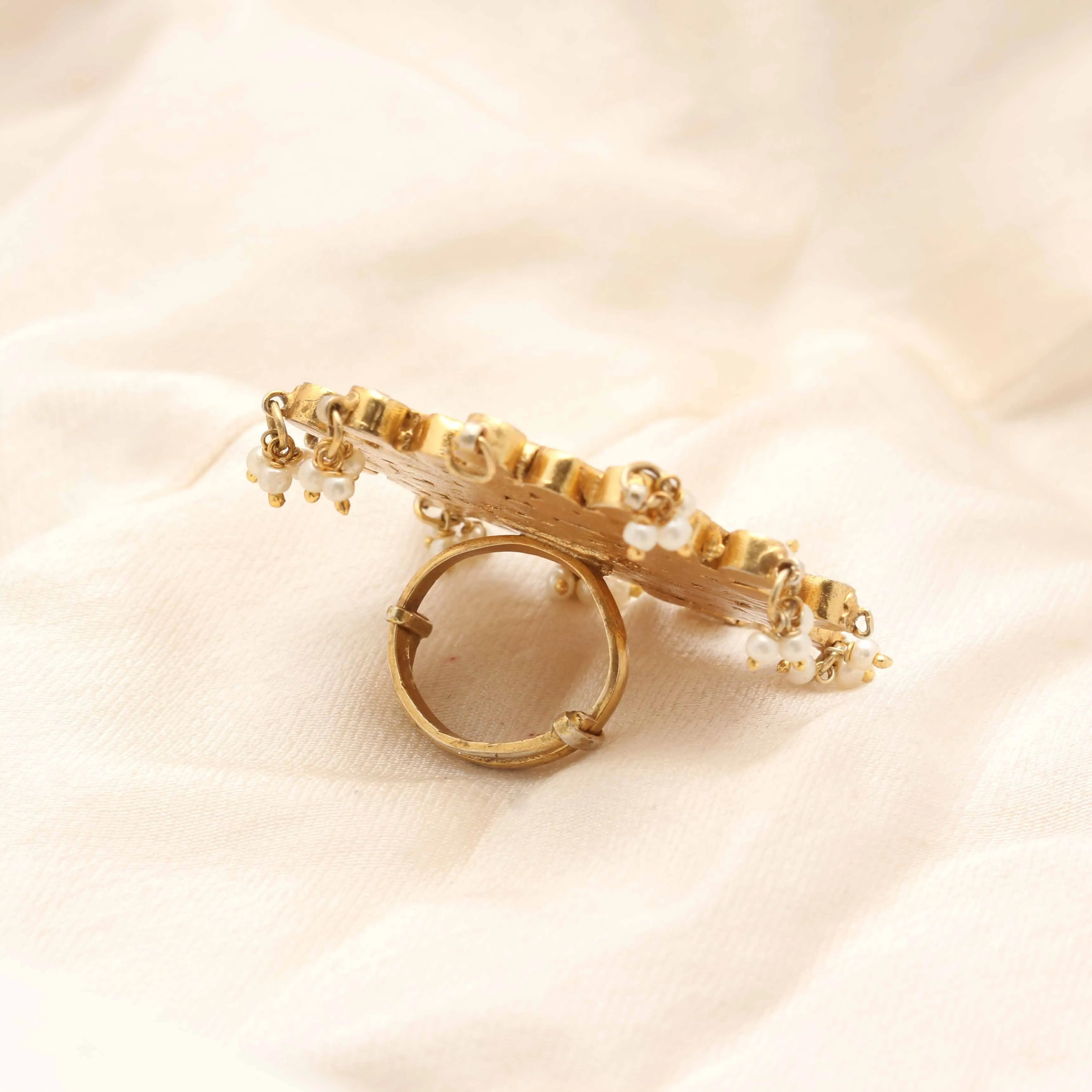 Silver Gold Plated Jadau Princess Ring