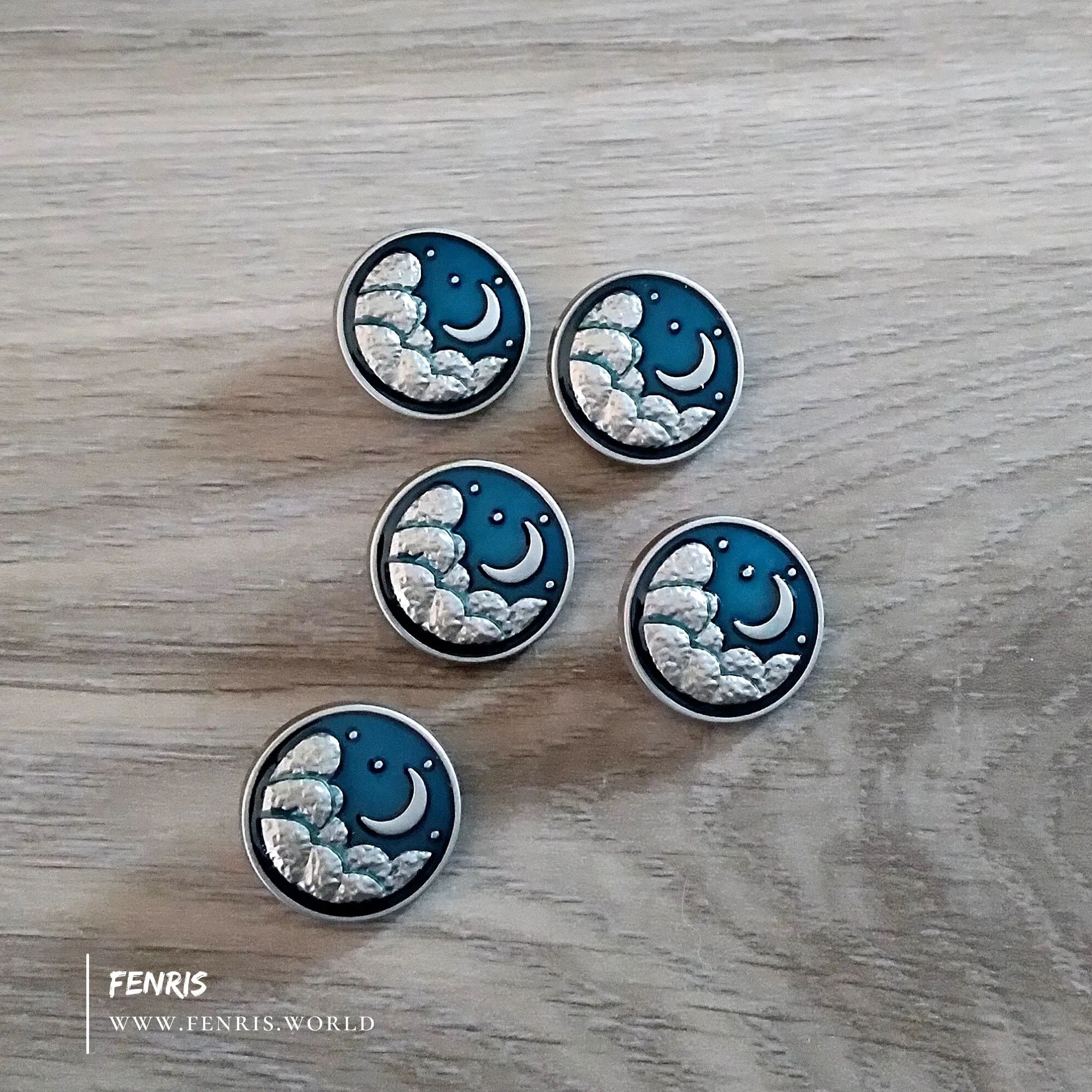 Silver Moon & Stars Buttons | Fenris Jewelry