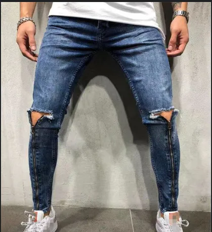 Slim Ripped Skinny Embroidery Denim Pants