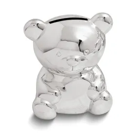 Small Teddy Bear Silver-plated Polished Metal Bank