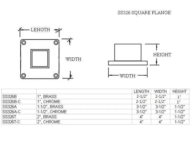 Square Flange For 2" Square Tubing