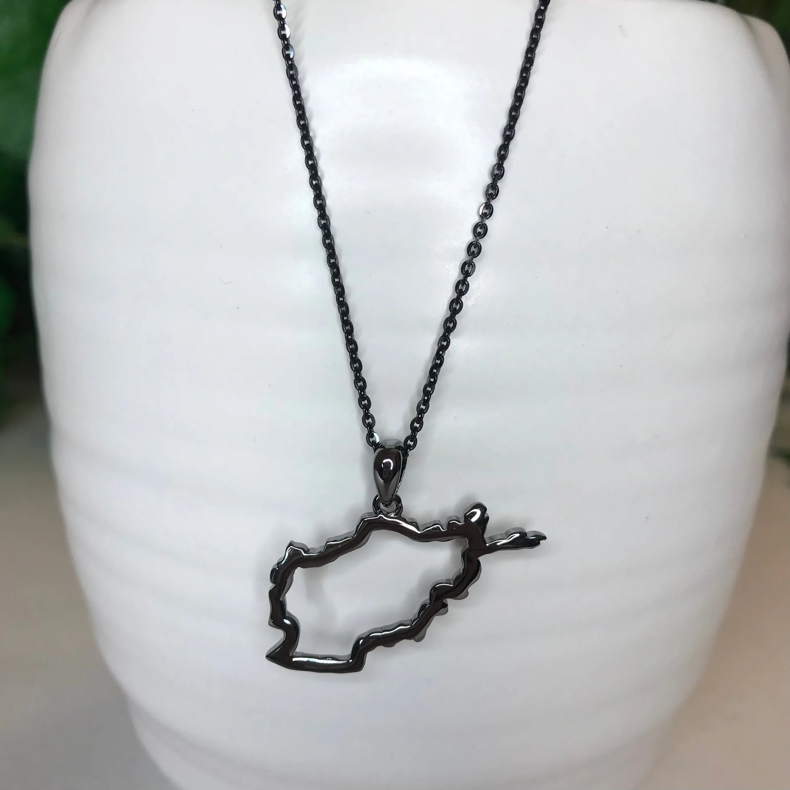 Sterling Silver Afghanistan Map Outline Necklace - Available in 3 Colors