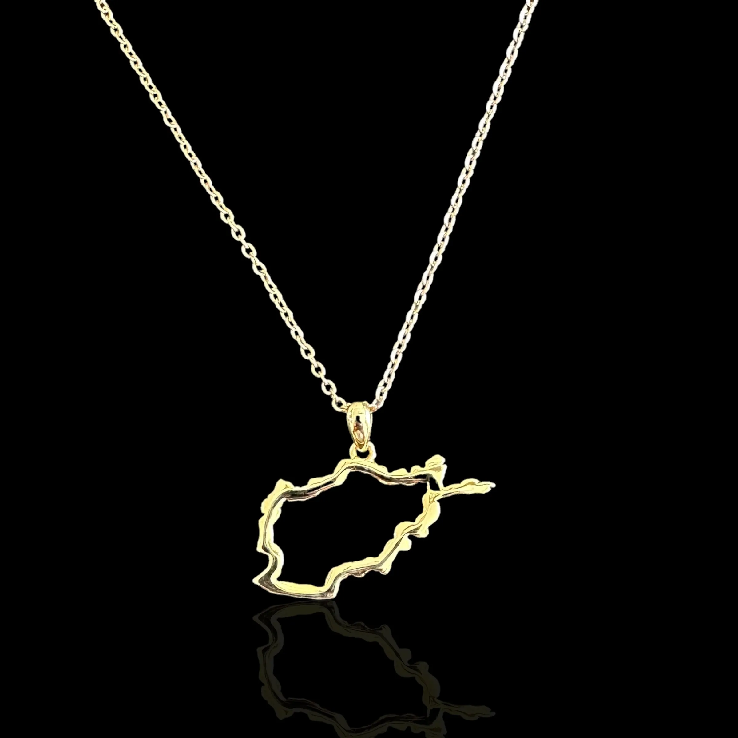 Sterling Silver Afghanistan Map Outline Necklace - Available in 3 Colors