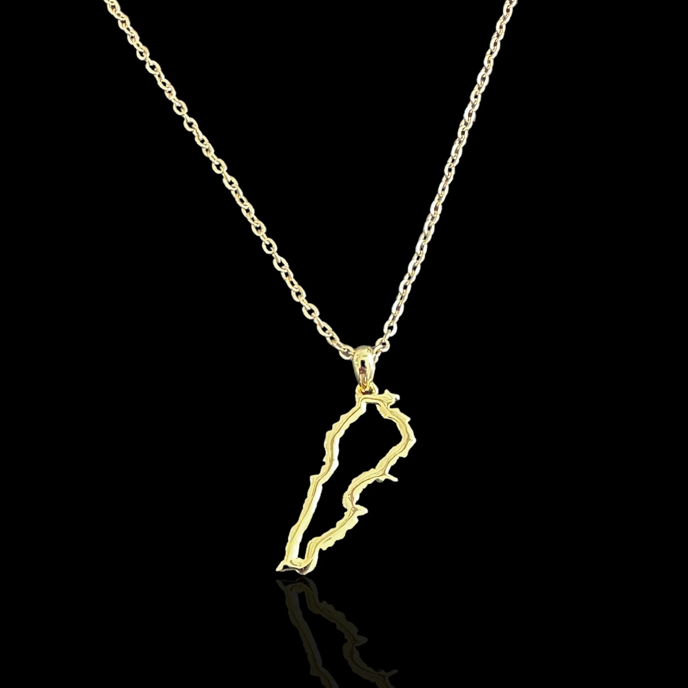 Sterling Silver Lebanon Map Outline Necklace - Available in 3 Colors