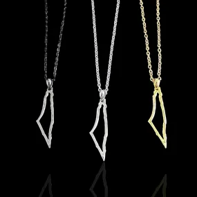 Sterling Silver Palestine Map Outline Necklace - Available in 3 Colors