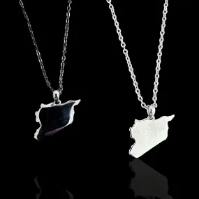 Sterling Silver Syria Map Necklace - Available in 3 Colors