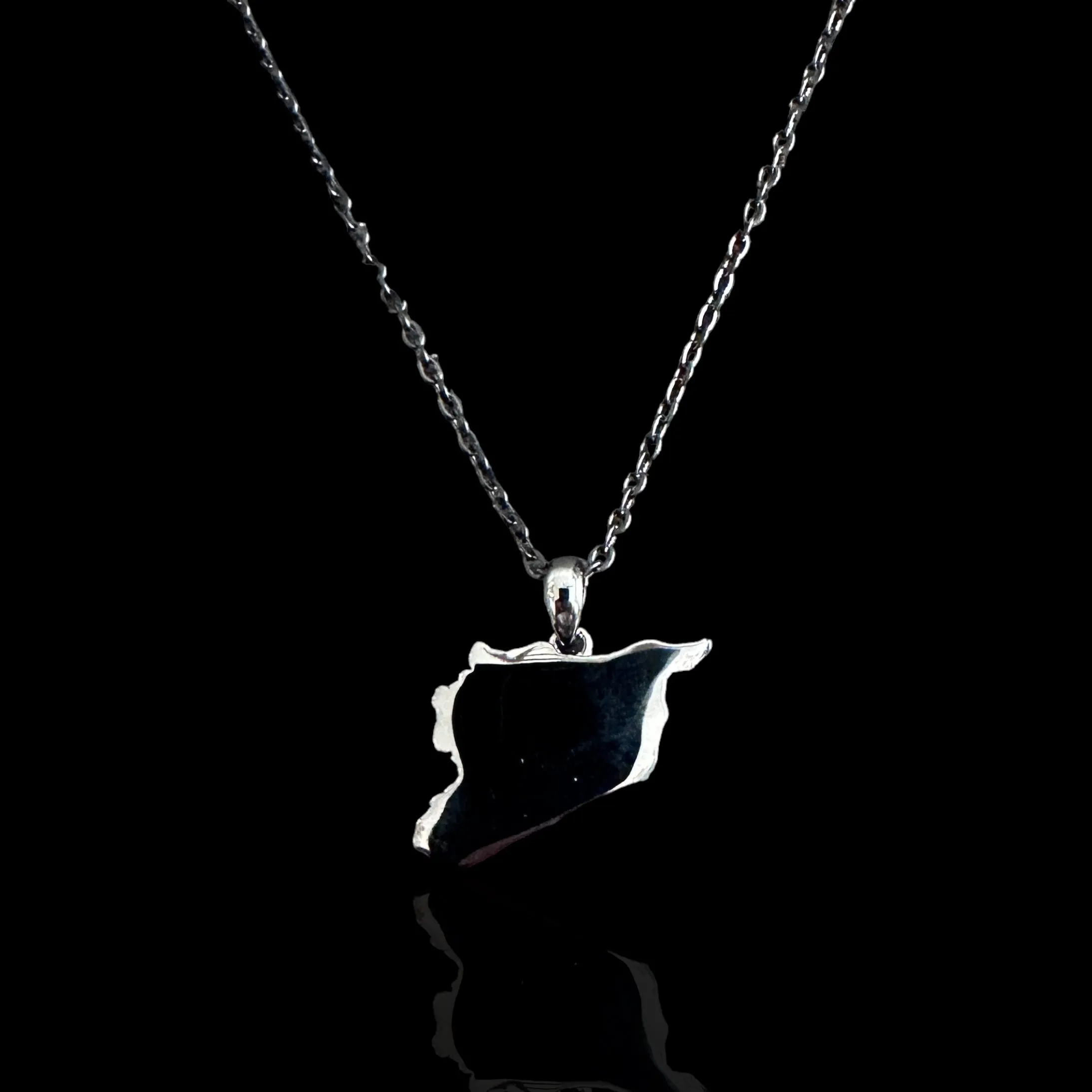 Sterling Silver Syria Map Necklace - Available in 3 Colors