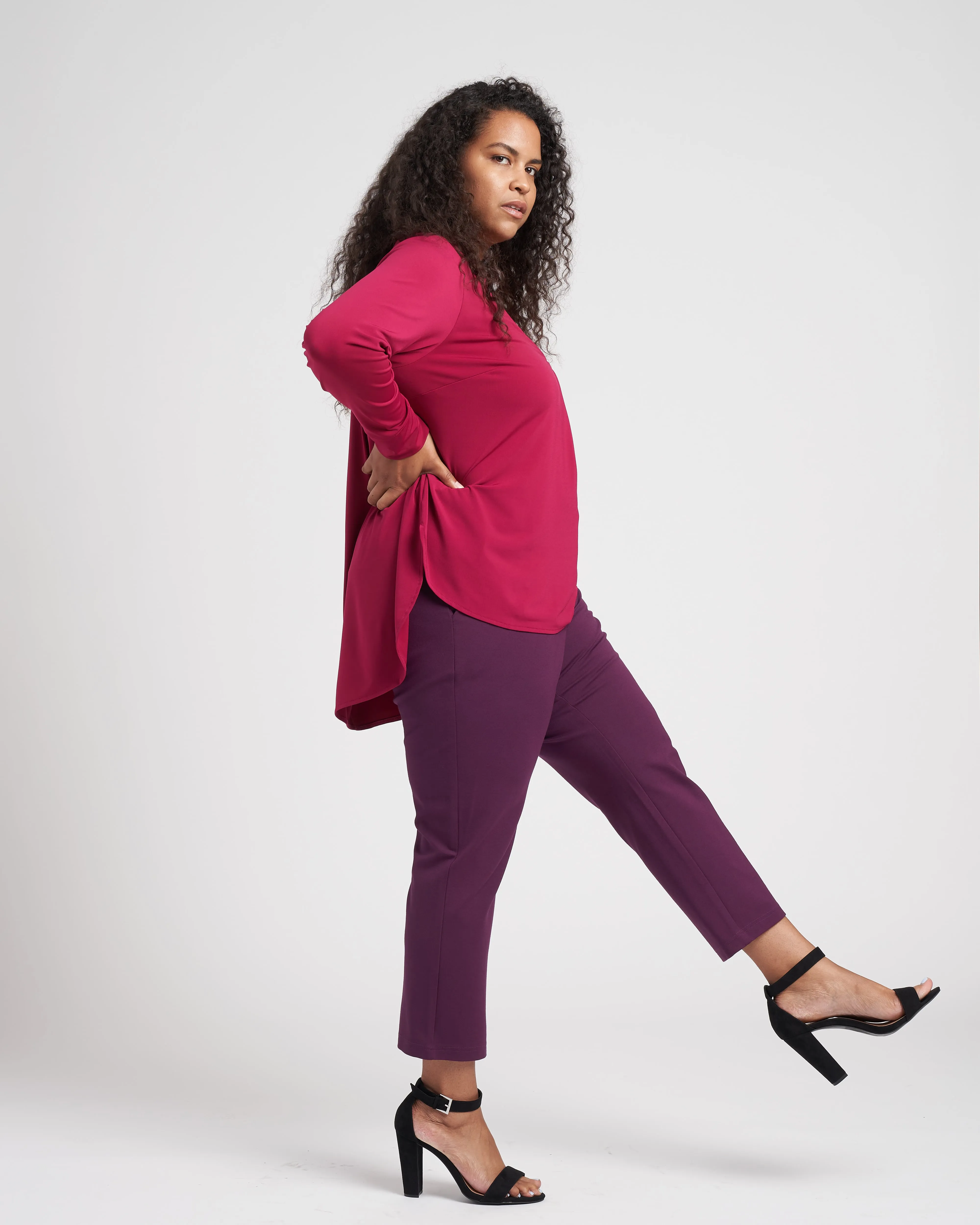 Swoop High-Low Jersey Tunic - Berry