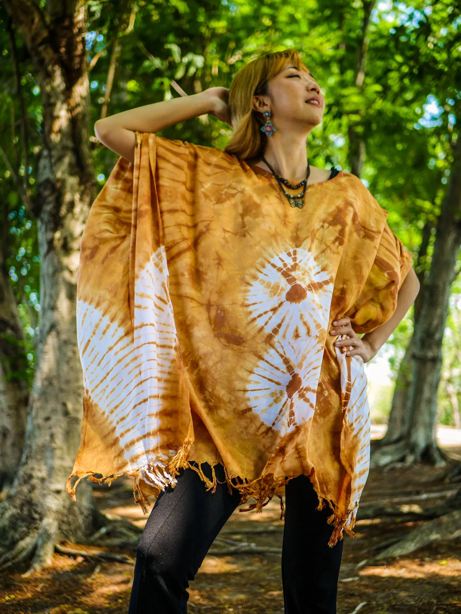 T0025- Hand Dyed Tunic Boho Kaftan Blouse Hippie Oversize Tops