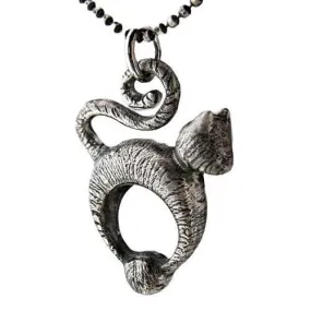 Tabby Cat Pendant Necklace Sterling Silver