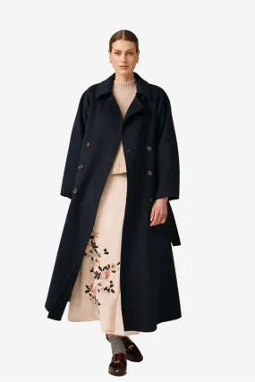 Tailored Beltet Coat Navy