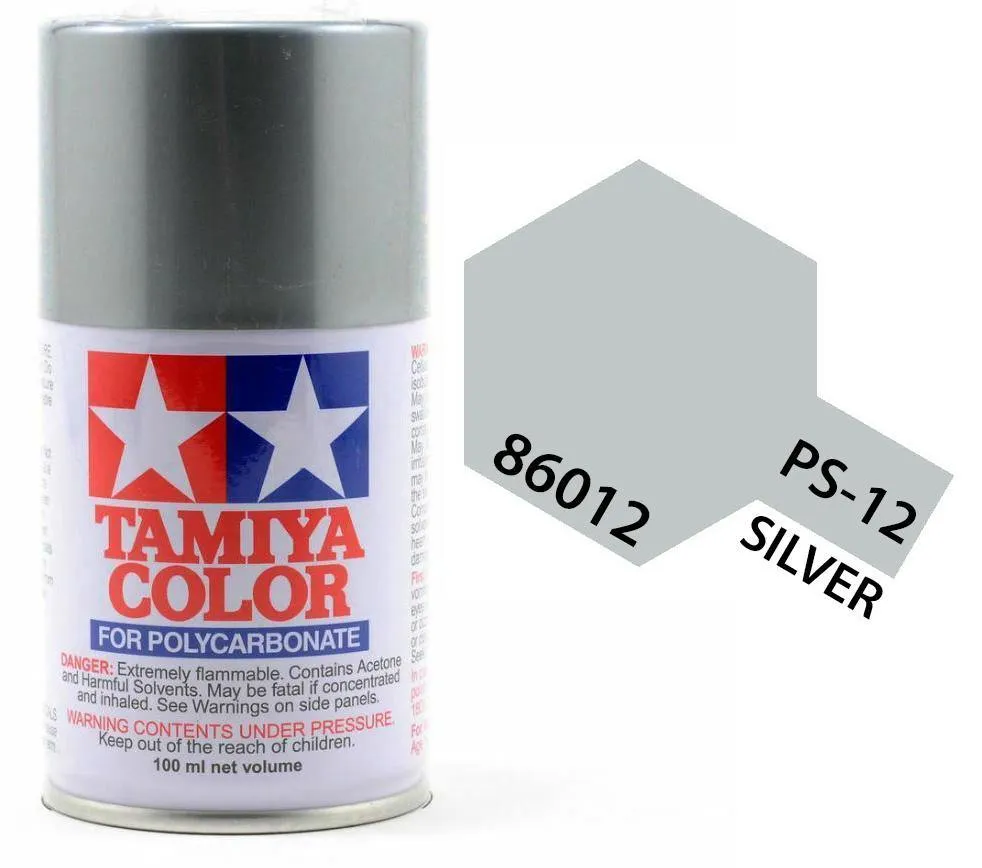 Tamiya 86012 PS-12 Silver Polycarbonate Spray Paint 100ml TAM86012