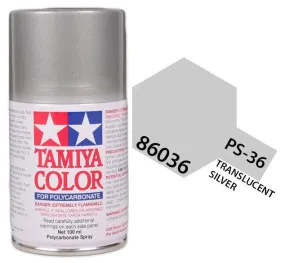 Tamiya 86036 PS-36 Translucent Silver Polycarbonate Spray Paint 100ml TAM86036