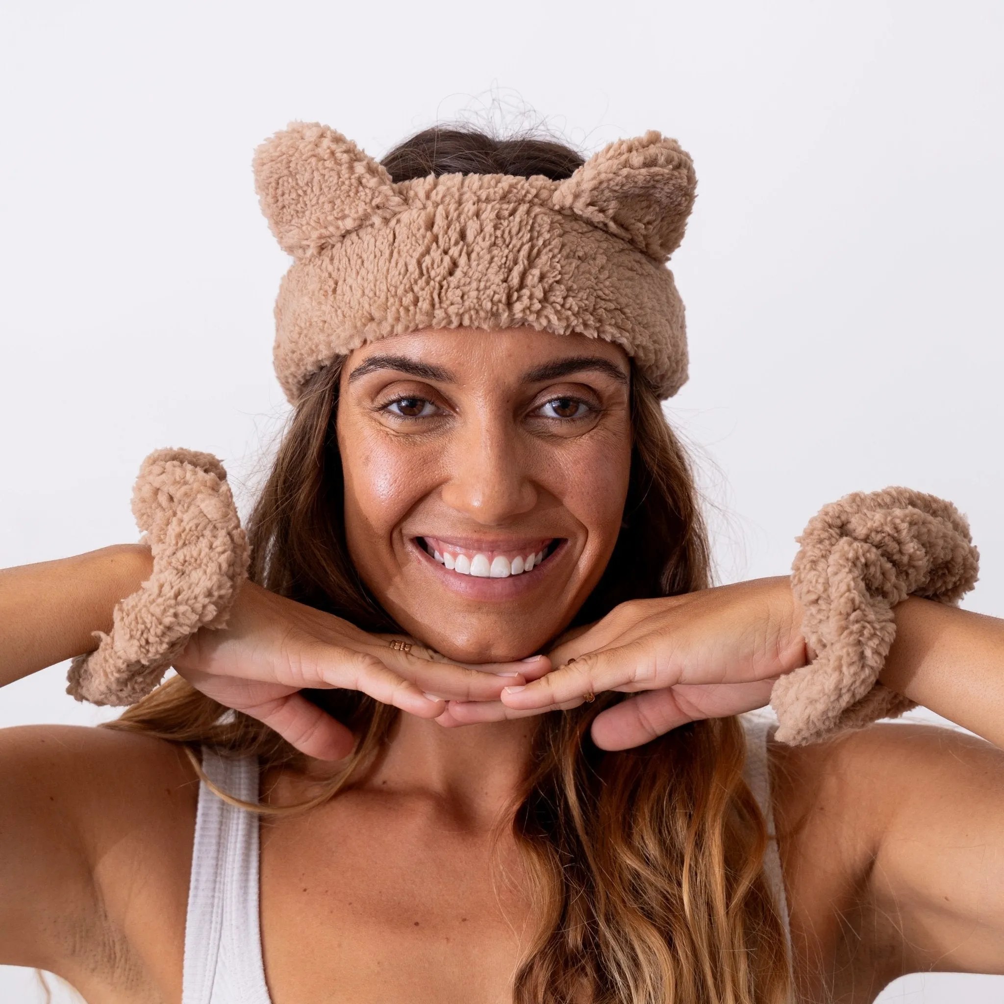 Teddy Bear Ear Spa Headband and Scrunchie Wristbands