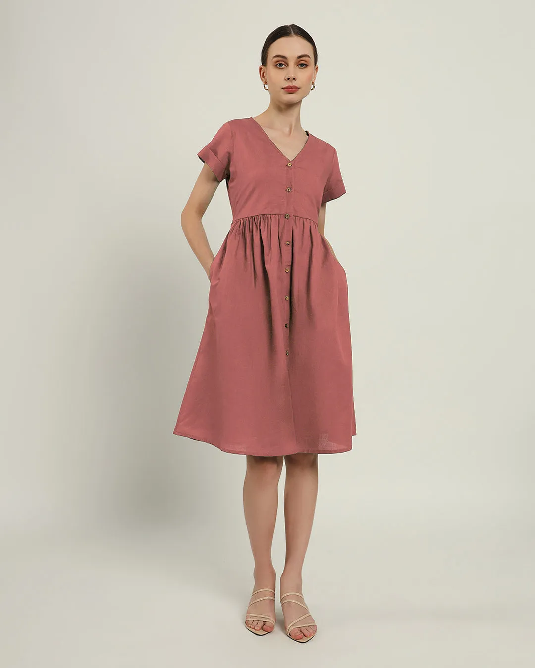 The Valence Ivory Pink Cotton Dress