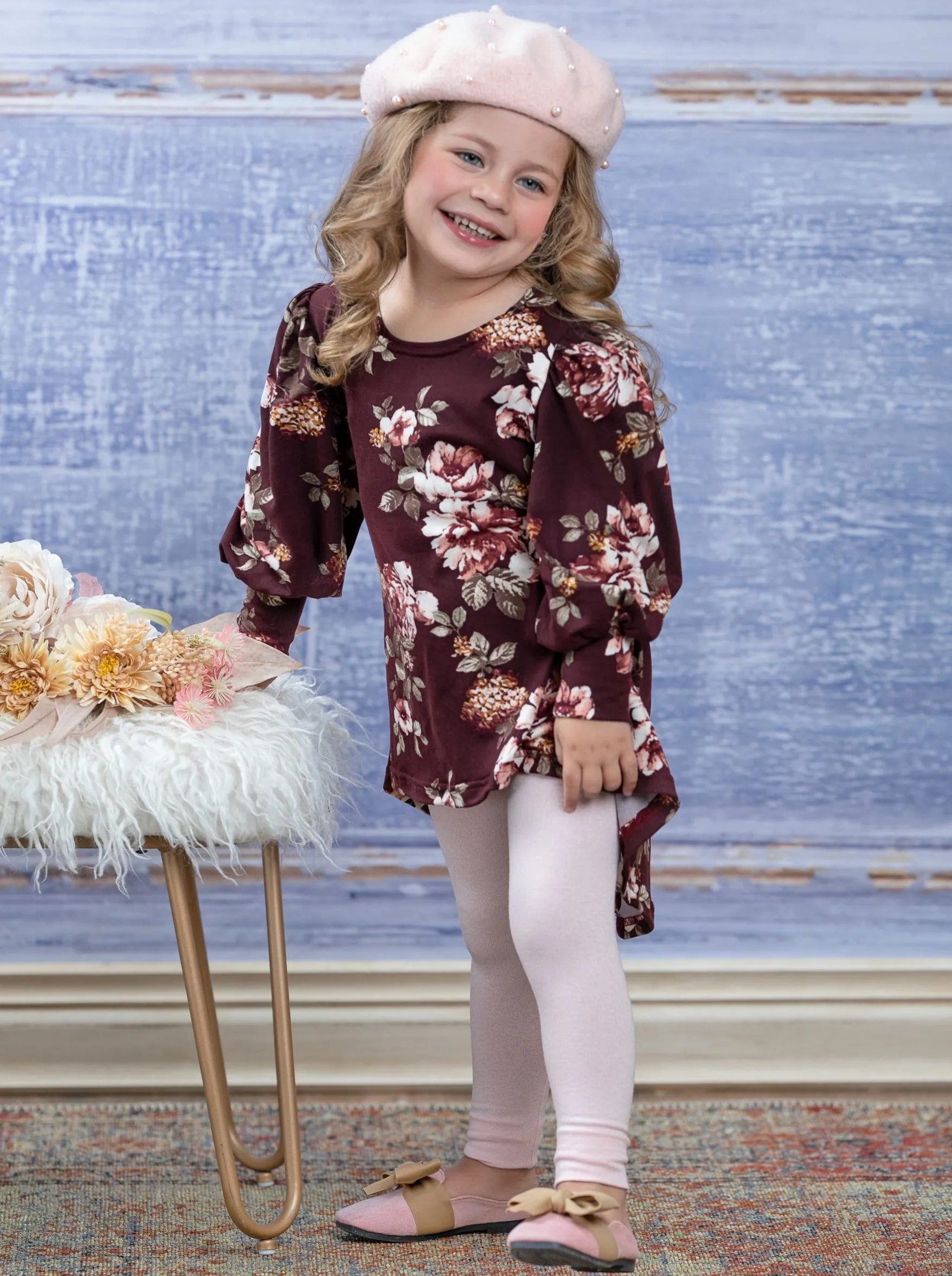 Think Of Me Floral Hi-Lo Tunic And Legging Set