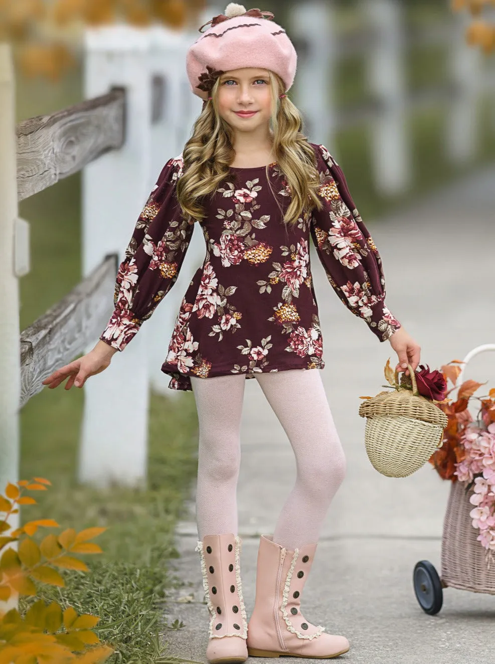 Think Of Me Floral Hi-Lo Tunic And Legging Set