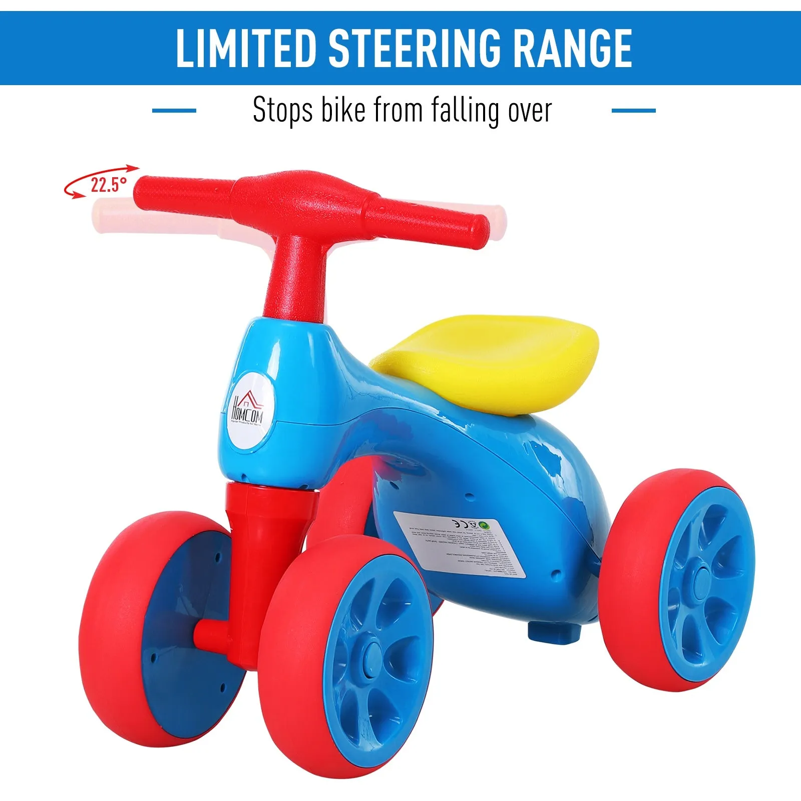 Toddler Training Walker Balance Ride-On Toy with Rubber Wheels Blue