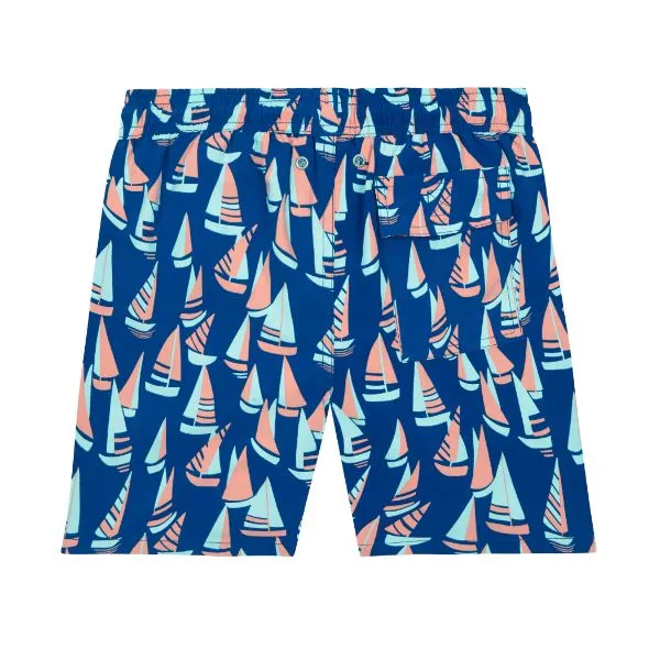 TOM & TEDDY - Boy's Shorts  (Marine Blue & Coral Boats)