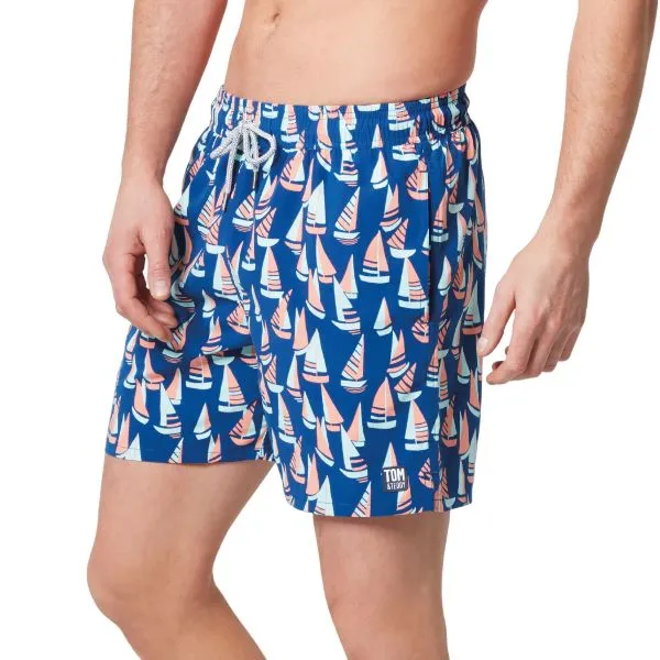 TOM & TEDDY - Men's Shorts  (Marine Blue & Coral Boats)