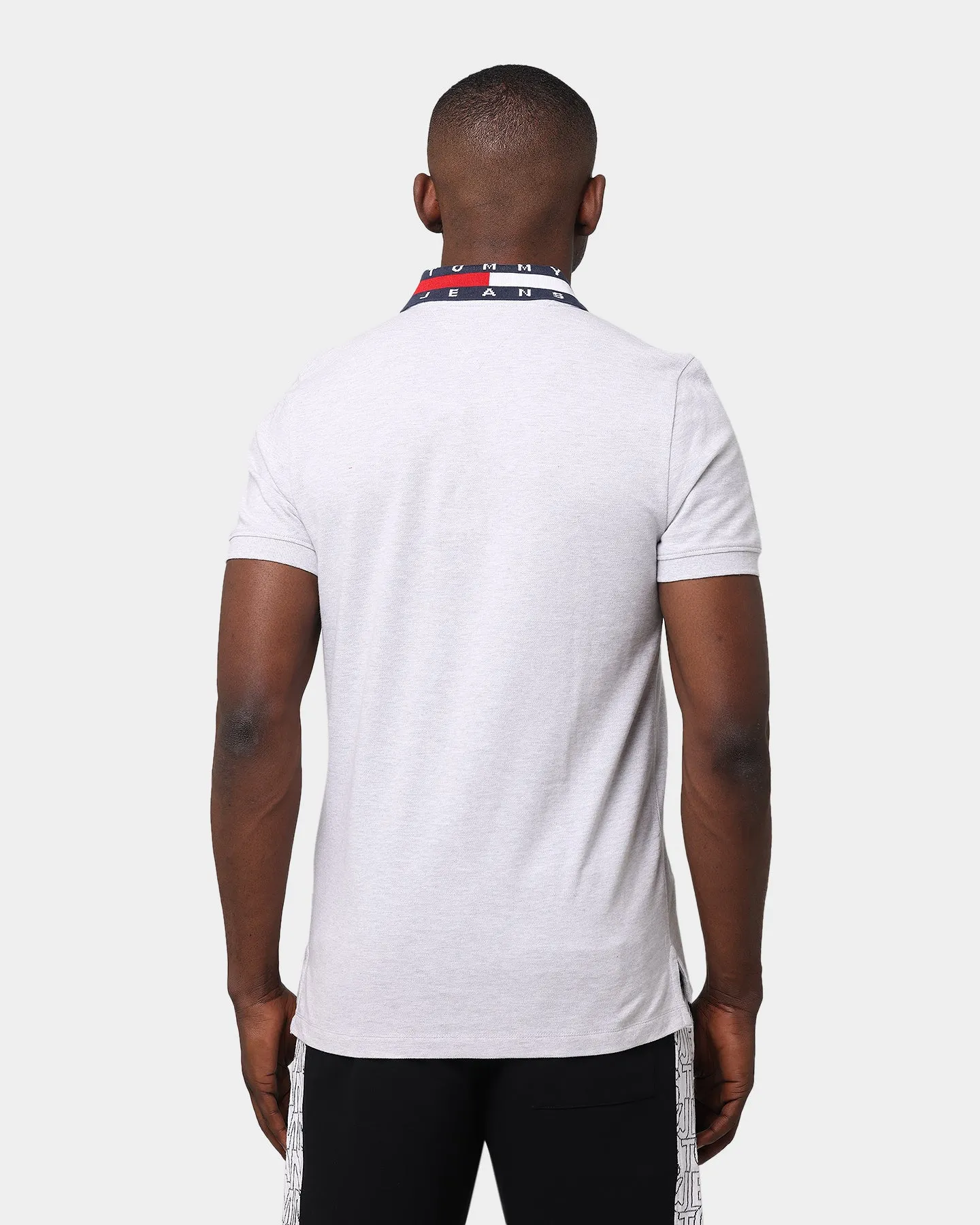 Tommy Jeans Flag Neck Polo Silver Grey Heather