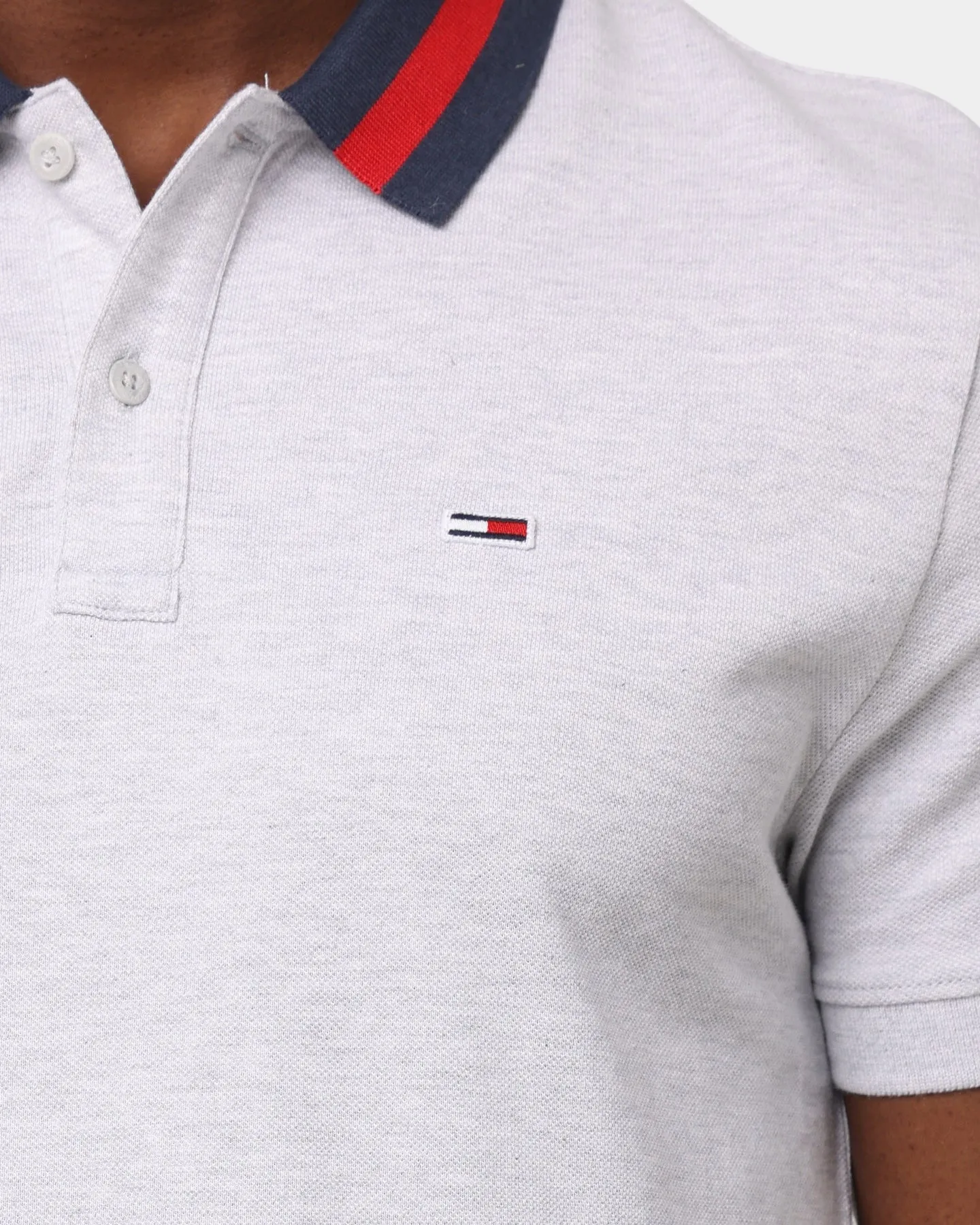 Tommy Jeans Flag Neck Polo Silver Grey Heather