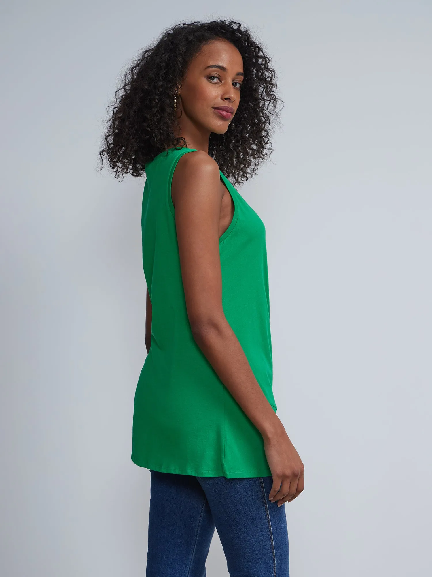 Twist-Front Sleeveless Tunic Top