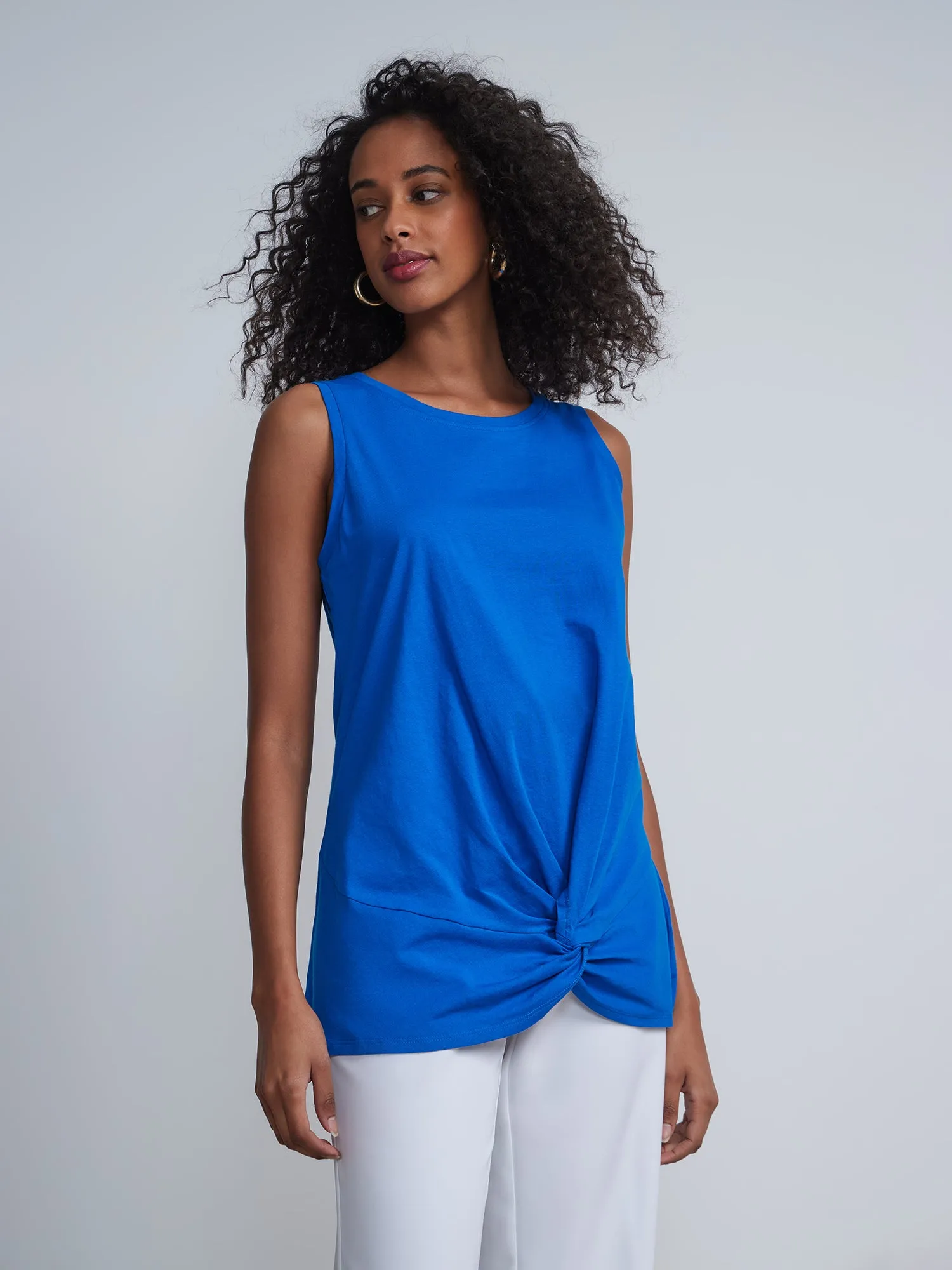 Twist-Front Sleeveless Tunic Top