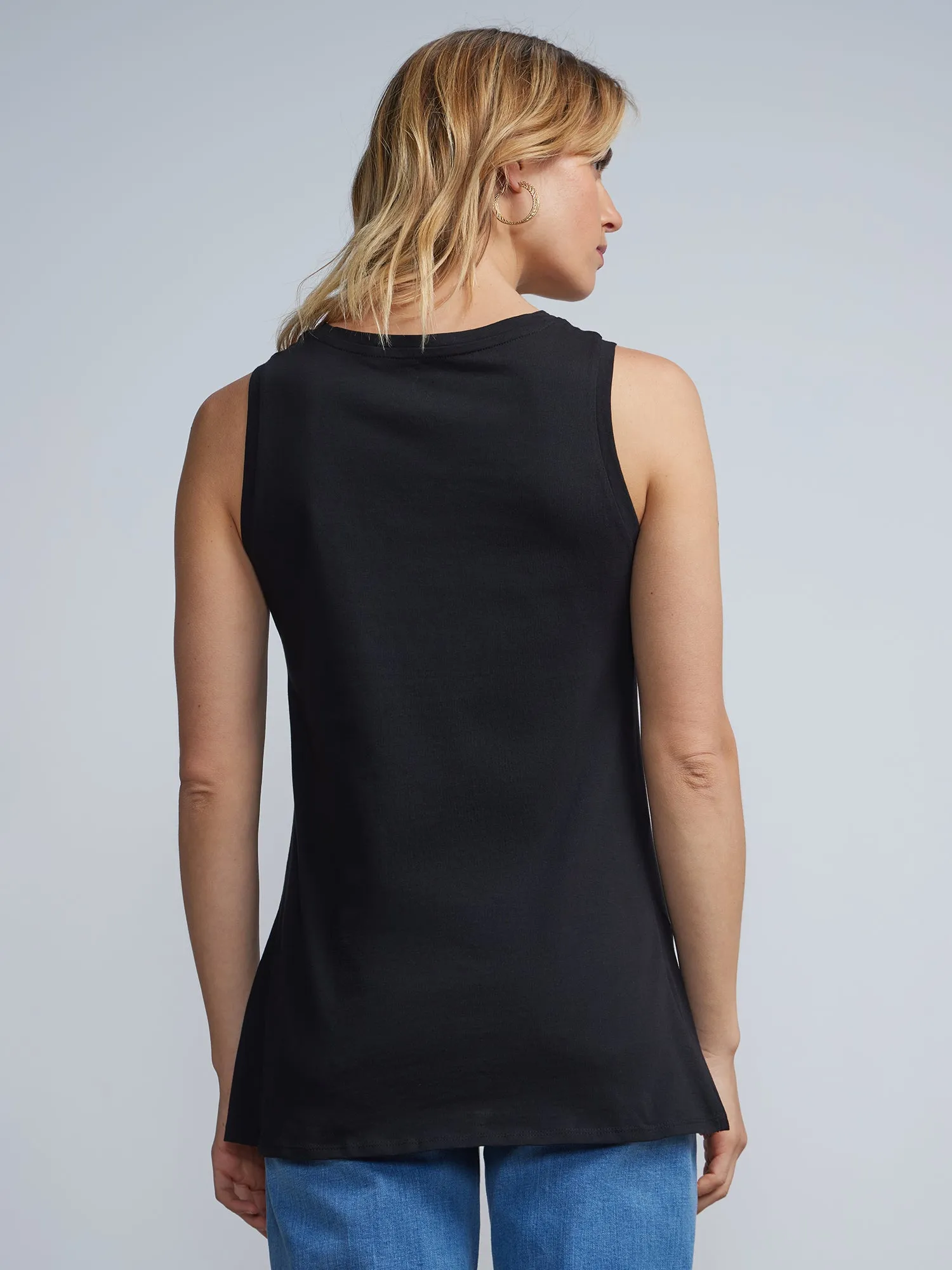 Twist-Front Sleeveless Tunic Top