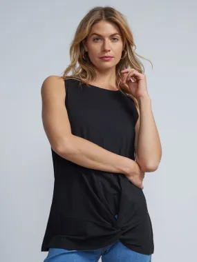 Twist-Front Sleeveless Tunic Top