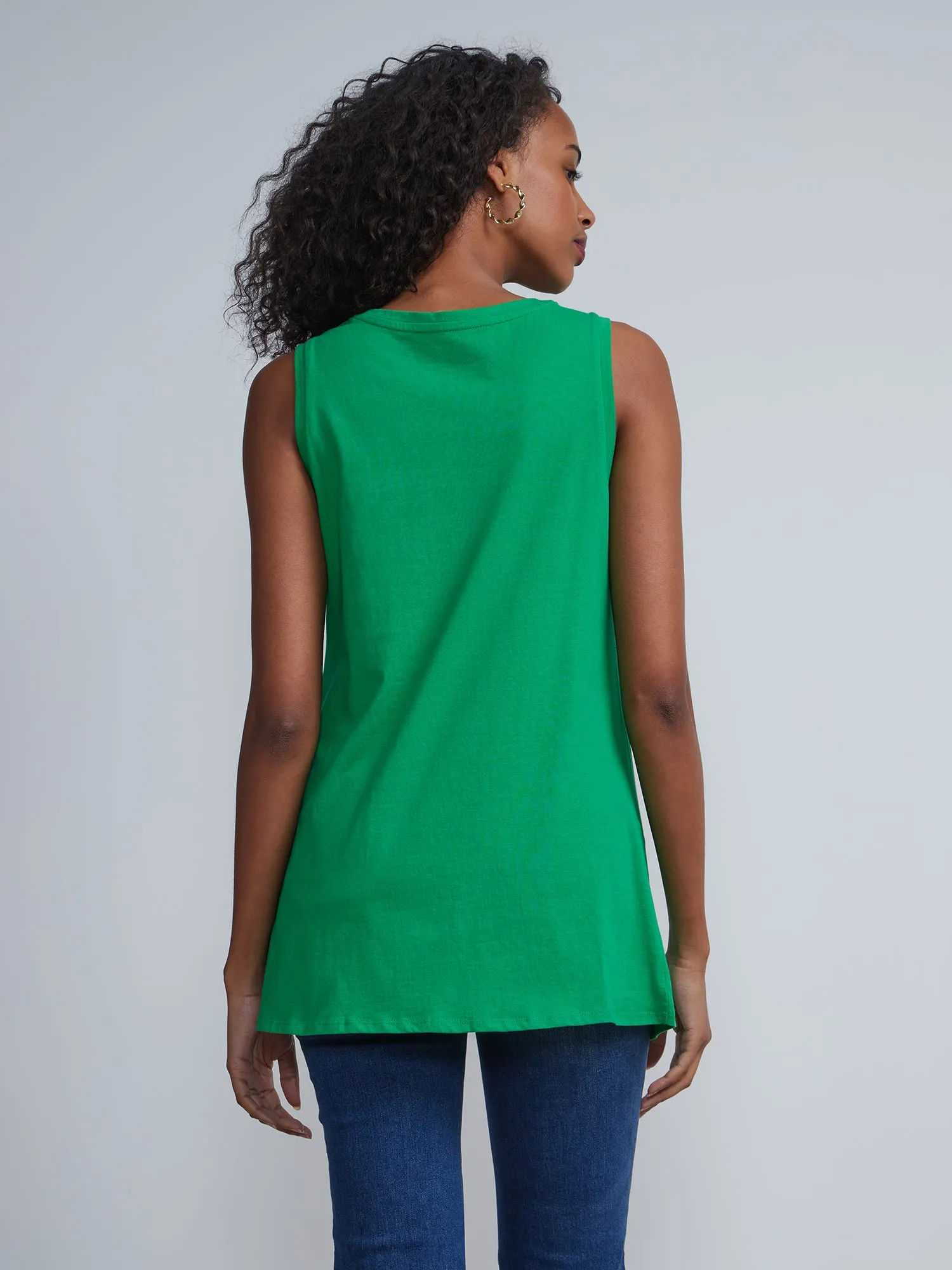 Twist-Front Sleeveless Tunic Top