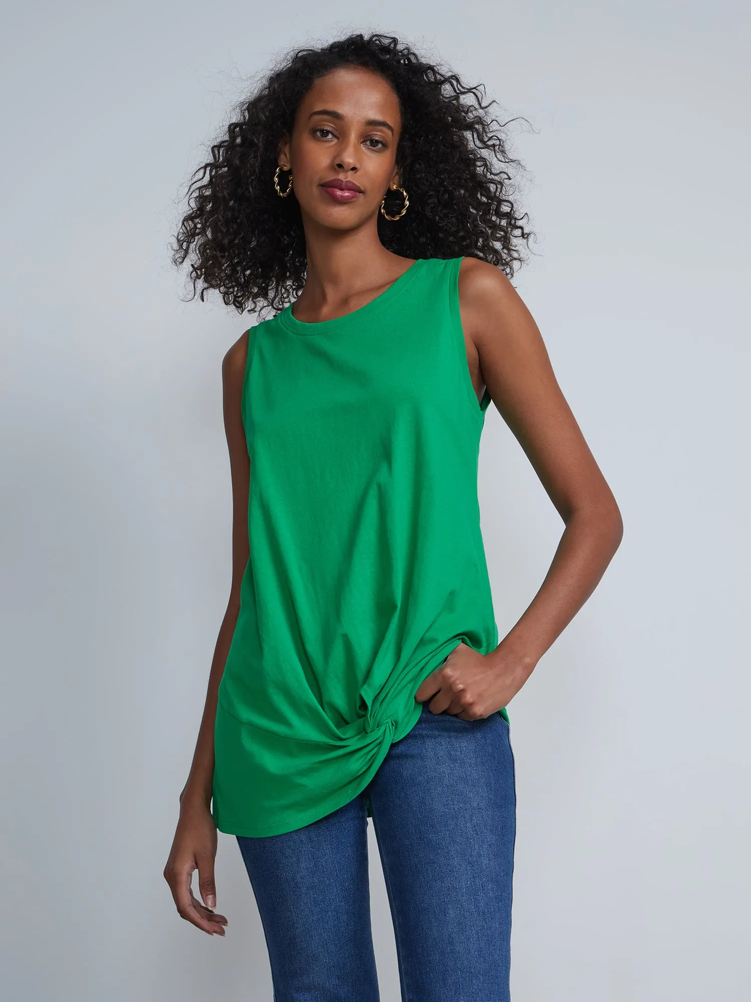 Twist-Front Sleeveless Tunic Top