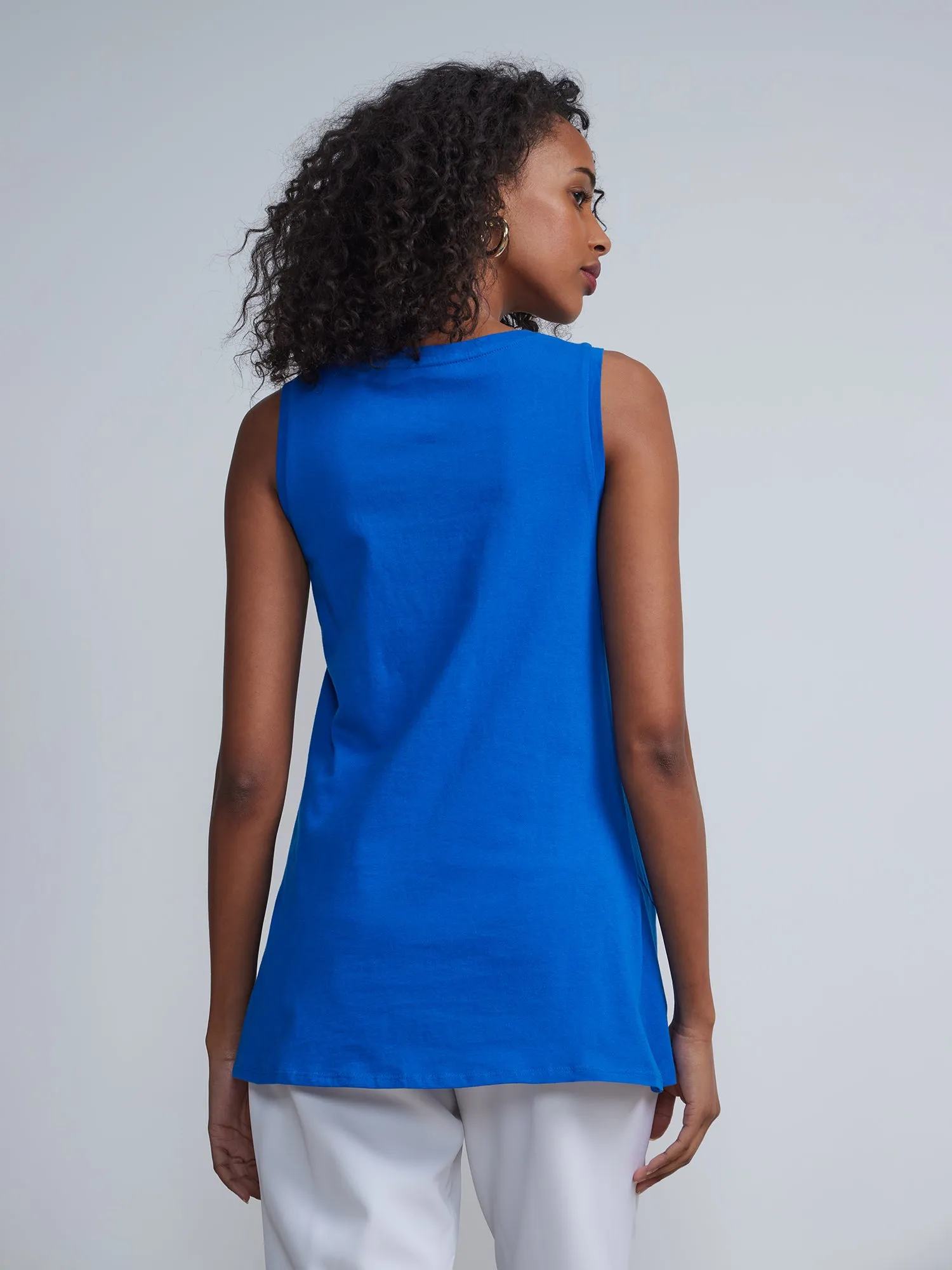 Twist-Front Sleeveless Tunic Top