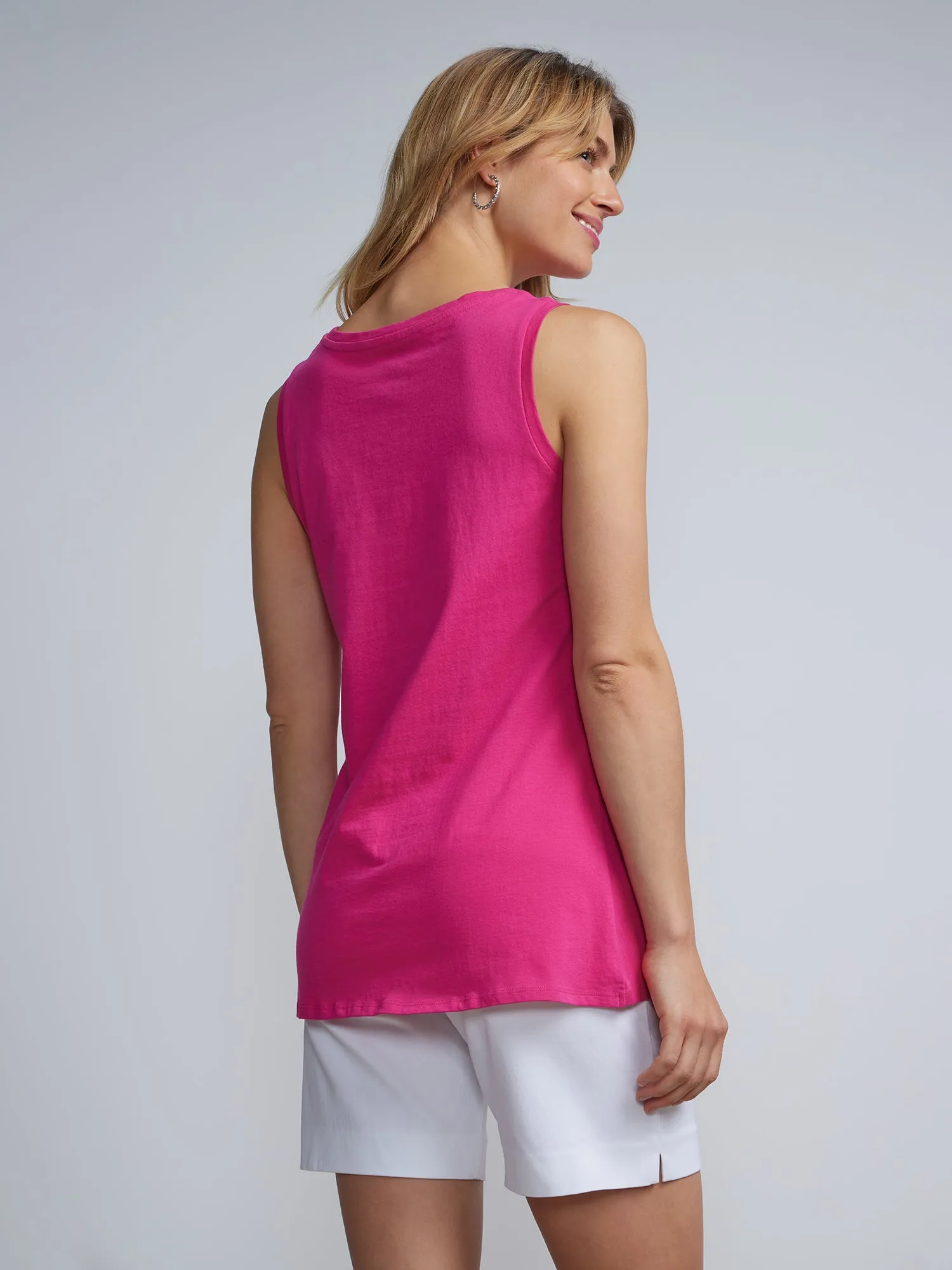 Twist-Front Sleeveless Tunic Top