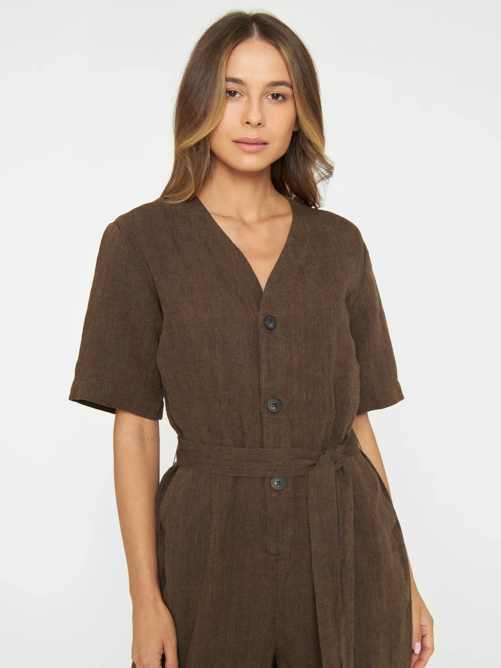 V-neck linen jumpsuit - Cub