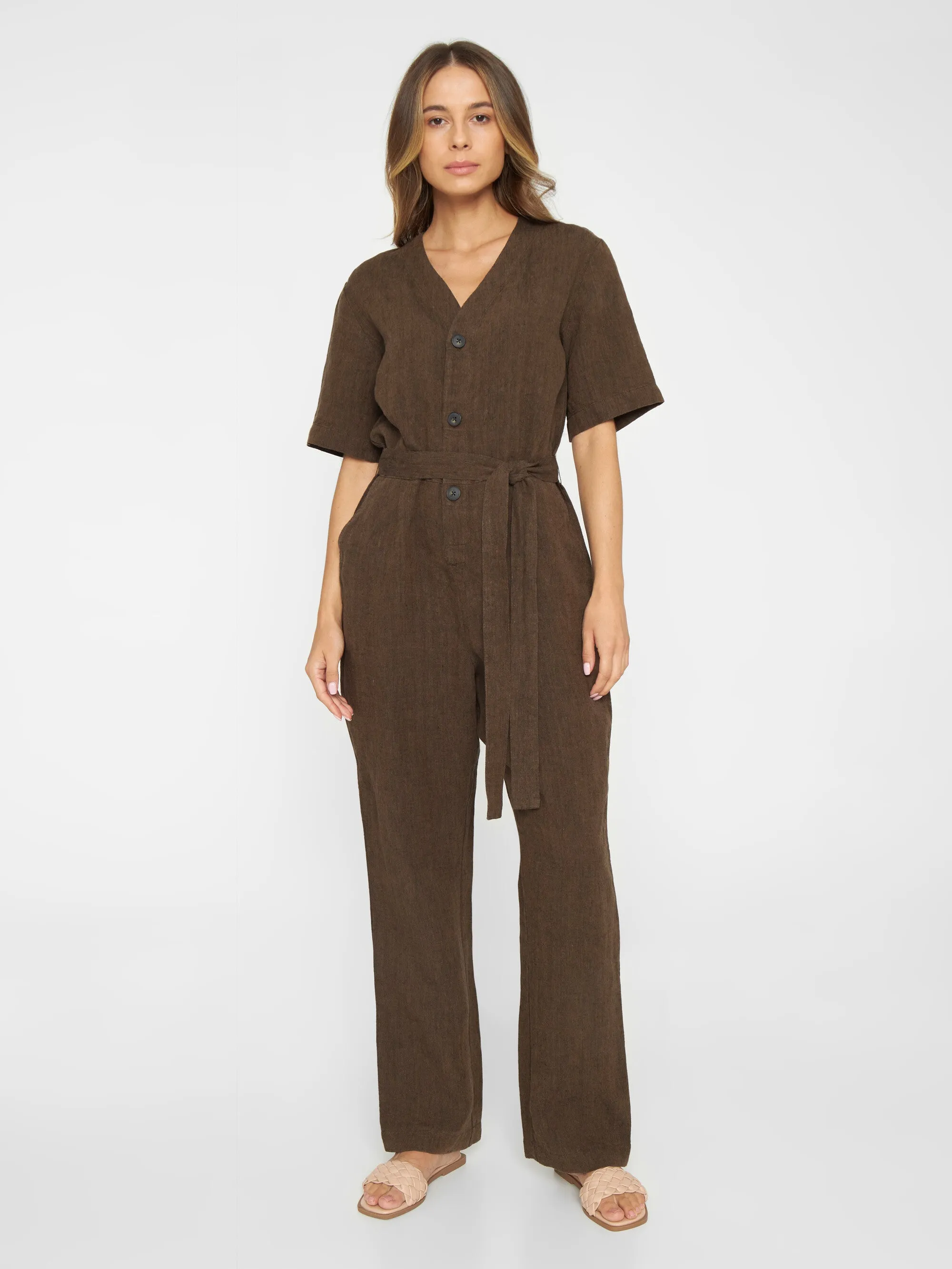 V-neck linen jumpsuit - Cub