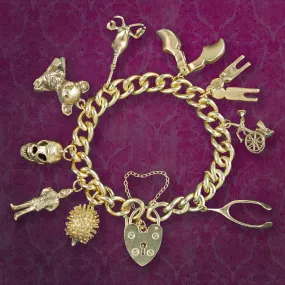 Vintage Charm Bracelet With Heart Padlock Dated 1976