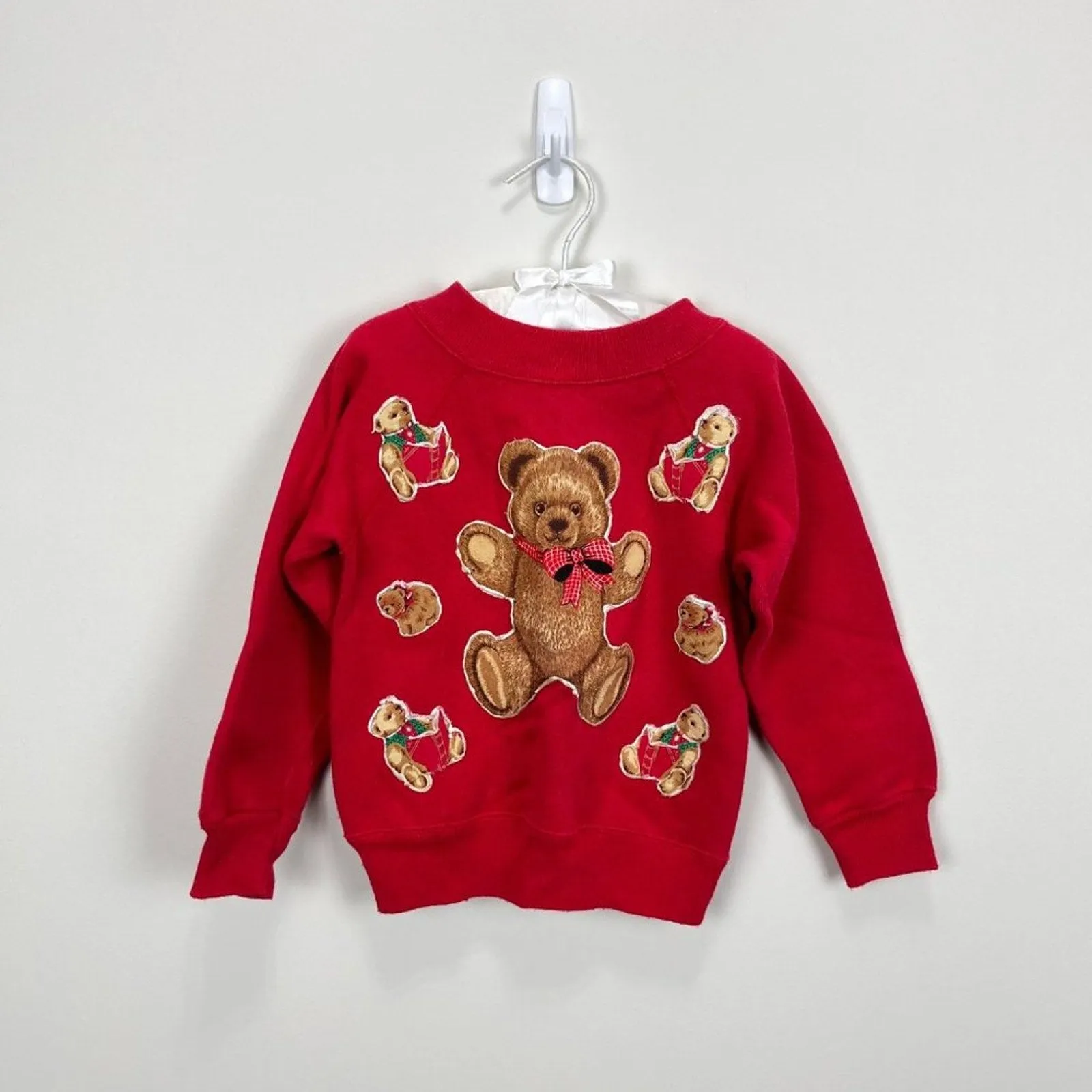 Vintage Hanes Red Teddy Bear Sweatshirt 4T USA