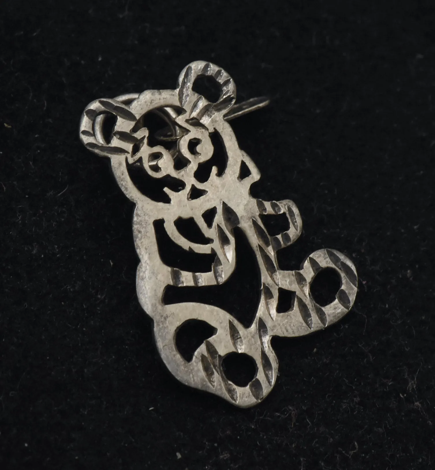 Vintage Sterling Silver Teddy Bear Pendant